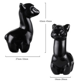 Nupuyai Obsidian Crystal Alpaca Figure Decorative Small Carved Stone Llama Figure Gemstone Animals Statue Lucky Charm Pocket Stone Talisman Gift