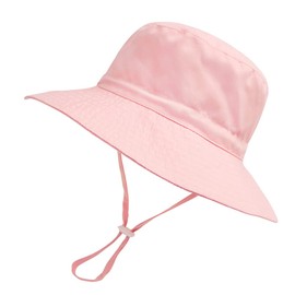 PythJooh Baby Sun Hat Toddler Girl Boy Summer Outdoor UPF 50+ Bucket Sun Hat Beach Pool Wide Brim Adjustable Strap Hats for 0-6Years Light Pink