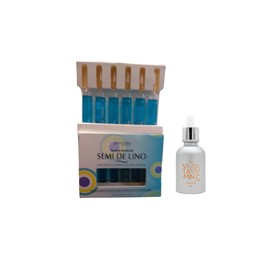 Lanosterin- 6 ampoules of Semi De Lino con Aceite Esencial de Lanolina 0.43 fl Oz each & gift