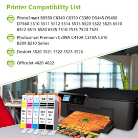 564XL 564 Ink Cartridges High Yield (5-Pack, 2Black, 1Cyan, 1Magenta, 1Yellow) Replacement for HP Ink 564 564XL for PhotoSmart 7520 6520 5520 6510 7515 7525 DeskJet 3520 3522 Printer