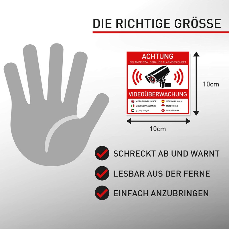 7 x Stickers Video Surveillance (10 x 10 cm) -