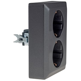 Milos Protective Contact Socket 2-Way Double Socket 1 to 2 Flush-Mounted Installation in a Flush-Mounted Socket 250 V ~ / 16 A Anthracite