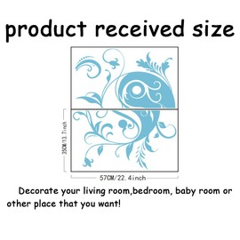 SUPERDANT Yin Yang Flowers Wall Stickers Blue Flowers Wall Decals Yin Yang Adhesive Sticker DIY Vinyl Art Decor Peel and Stick Murals Decor for Bedroom Living Room Yoga Room Wall Decor