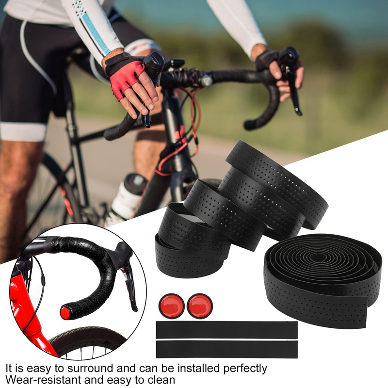 2Pcs Cycling PU Leather EVA Handlebar Belt Road Bike AntiSlip