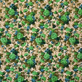 Benton TRUE VINTAGE Benton Screen Print Cabbage Rose Floral Canvas Home Decor Fabric