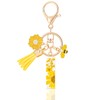 MWOOT Initial Letter I Keychain Resin Alphabet Keyrings,Yellow Petals Gold