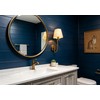 JIMUBEAM Swan Neck Vintage Brass Wall Sconce 1-Light with Rattan