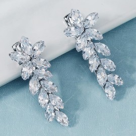 Missgrace 2 Pcs Bridal Gold Silver Rhinestone Hair Clips Sparkling Rhinestones Headpiece Hair Clips for Women Elegant Hair Comb Hair Accessoires for Bride Women (Silver)