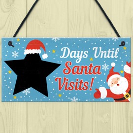 RED OCEAN CHALKBOARD Christmas Santa Countdown Hanging Family Sign Advent Welcome Tree Wall Decoration