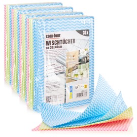 com-four® 120 x Wiping Cloths - Reusable Cleaning Cloths for Kitchen, Bathroom and Household - Multi-Purpose Cloths in 3 Colours - Washable Cleaning Cloth (120 Sheets - 30 x 40 cm)