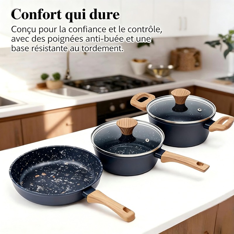 Jovire 3-Piece Nonstick Cookware Set, 8.5 Inch Frying Pan &