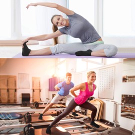 SkiBeaut Non Slip Socks Pilates Women Socks Grips 4 Pairs Yoga Pure Barre Ballet Reformer Hospital Sticky Socks (Size 5-10)