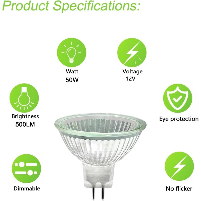 Trubuyware MR16 Halogen Bulbs 50 Watt, MR16 12 V 50