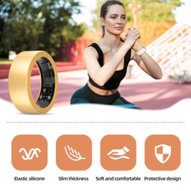 Compatible with UltraHuman Ring AIR Cover - Elastic Silicone Ring Protector for Working Out (M, Gold+Rosegold)