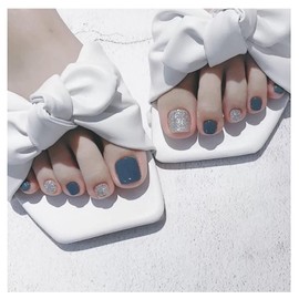 J-119 Nail Tips, Pack of 24, False Nails, Foot Nails, Reusable, Summer, Weddings, Coming-of-Age Ceremonies, Easy to Remove, For Foot