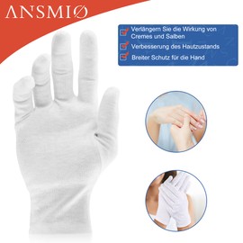 ANSMIO 3 Pairs of Cotton Gloves, 100% Cotton, Jersey Gloves, Soft Protective Gloves, White (Size S or 23 cm)