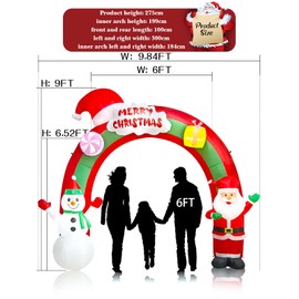 EBANKU 9 FT Christmas Inflatable Santa Claus Snowman Rainbow Archway Decorations with Build-in LEDs, Holiday Inflatables Decorations for Party Indoor, Outdoor, Lawn, Garden Decor