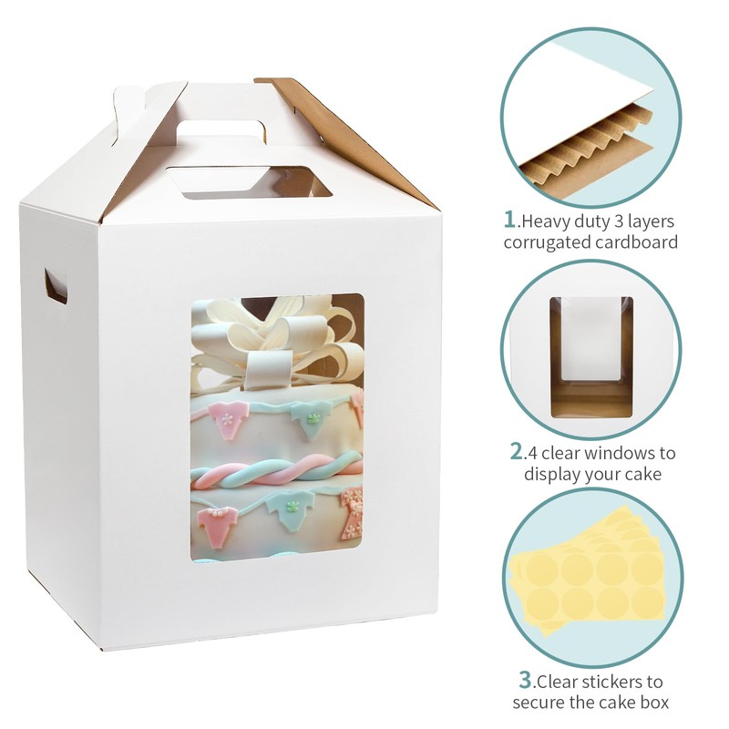 Wowxyz 5 Pack Tall Cake Boxes for Tier Cakes 14x14x16