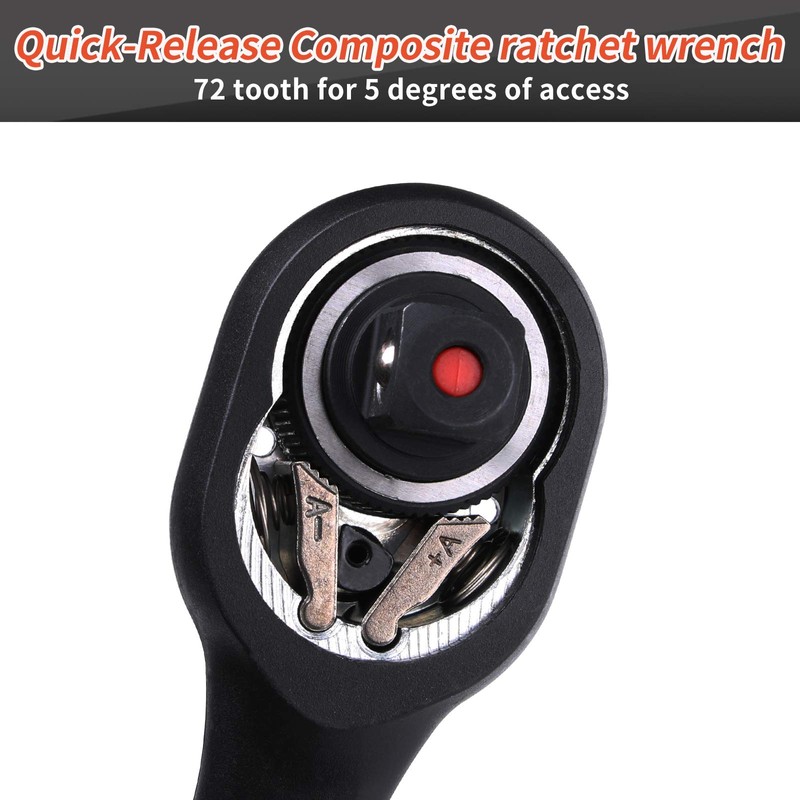 DAKCOS Ratchet Drive 1/4" 3/8" 1/2" 3pc 72 Teeth Reversible