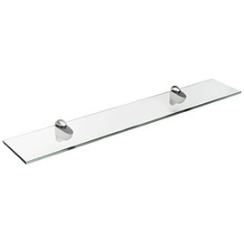 Spancraft Glass H-6x30-Brushed Steel Heron Glass Shelf, Brushed Steel, 6" x 30"