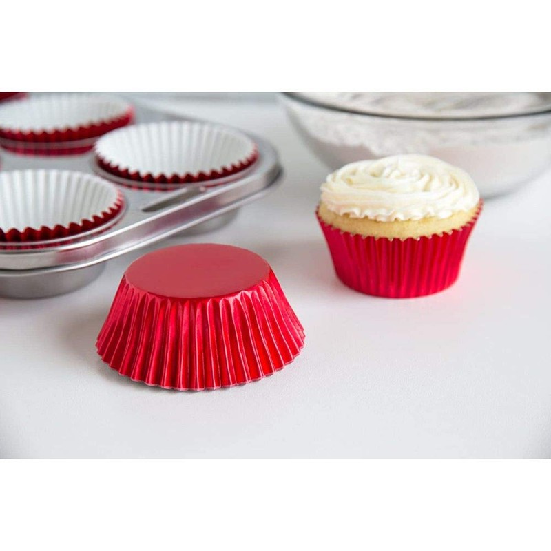 Fox Run 4926 Red Foil Bake Cups, Standard, 32 Cups