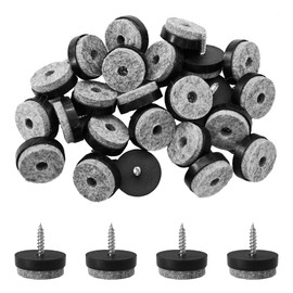 Runseaway 40PCS 25mm/1” Felt Furniture Pads, Screw-in Slider Glides for Wooden Chair Legs & Table Feet, Heavy Duty Hardwood Floor Protectors, Noise Dampening, Black