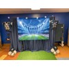 Soccer Field Backdrop Stadium Soccer Competition Fans Night Spotlight Background