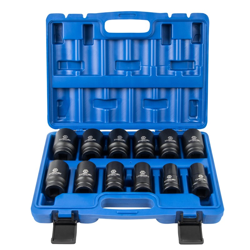 LLNDEI 3/4 inch Drive Impact Socket Set, 12 Piece Heavy