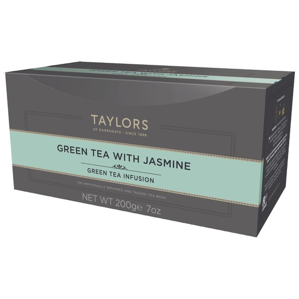 Taylors of Harrogate Green Tea with Jasmine, 100 Count (Pack