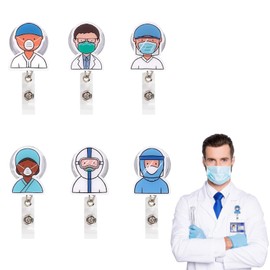 Nurse Week Badge Reel Retractable Black Girl Nurse Badge Reel Retractable Nurse Badge Reel Holder Retractable Nursing ID Nurse Retractable Badge Holder Nurse Gift Nurse Badge Reel,6-Pack, Different Designs, Lightweight