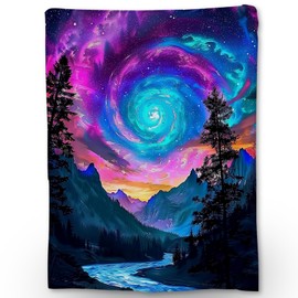 Ti Caldi Galaxy Space Flannel Throw Blanket, Soft Cozy Colorful Lightweight Animal Blankets for Couch, Bed, Travel, Outdoor & Home Decor, Warm Fluffy Fuzzy Blanket for Adults Kids 60×50 in