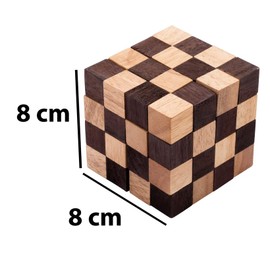 Engelhart - 350170- Anaconda wooden brain teaser puzzle expert level for adults - 1 piece - solution in game - 8 cm cube
