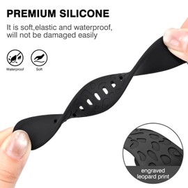 EasEasy 20mm Watch Band for Women Men, Cute Engraved Leopard Pattern Strap 20mm Soft Silicone Waterproof Sport Replacement Bands with Quick Release Lugs-Black