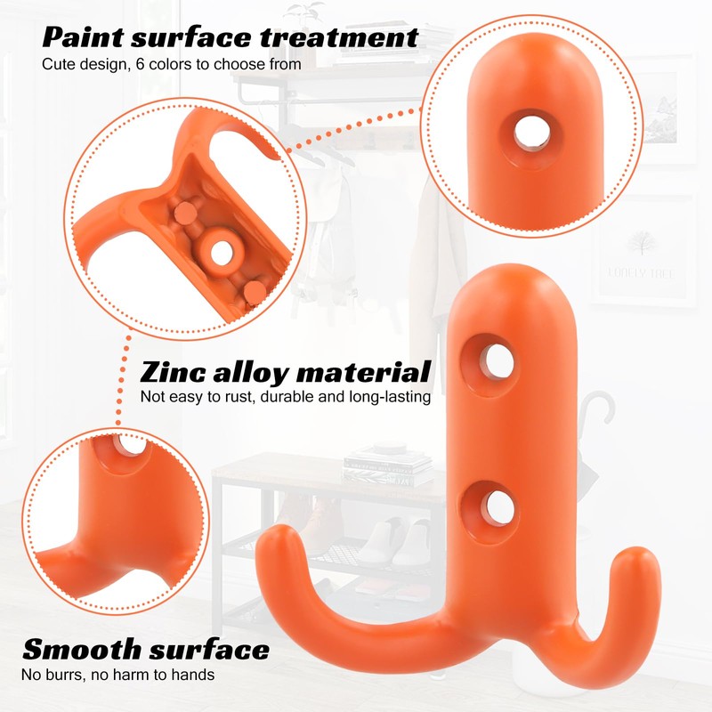 Litinliv Pack of 6 Children's Colourful Wall Hooks, Coat Hooks