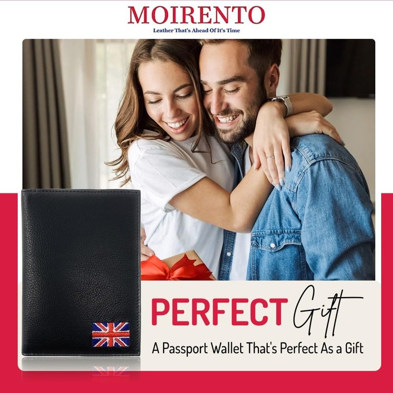 Moirento, UK Passport Cover - British, Union Jack, RFID Blocking,