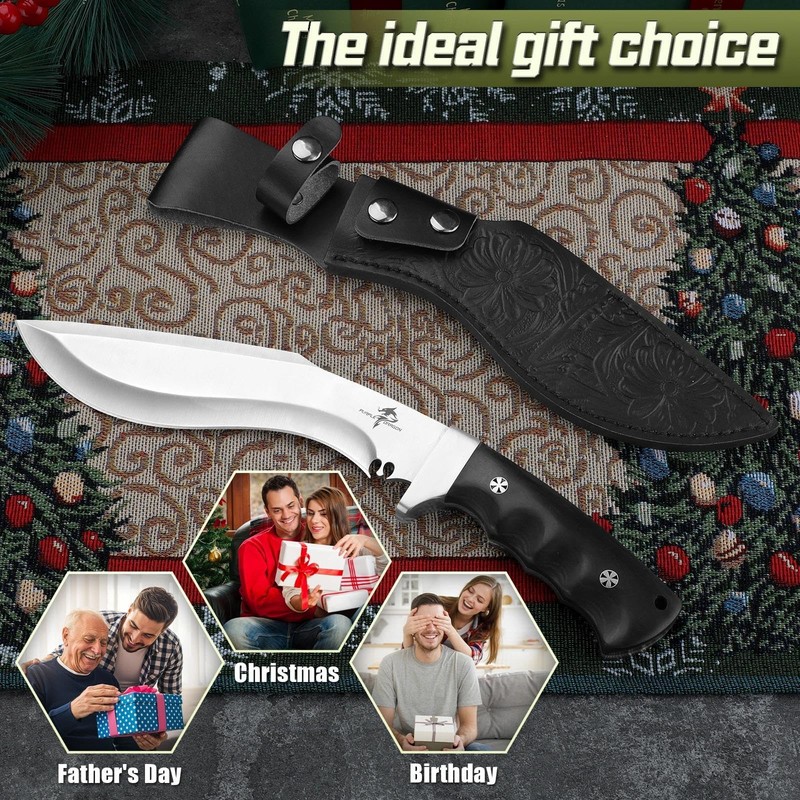 Purple Dragon Kukri Knife with Sheath - Heavy Duty Fixed