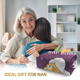 Nan Gifts, Nan Birthday Gifts, Flannel Blanket Nans Gift for Mothers Day Thanksgiving Christmas, Soft Throw Blankets for Nans, Nana, Nanny, Grandma, 50" x 60" Purple