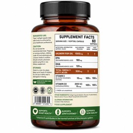 Naturfi Organic Salmon Omega 3 Fish Oil Capsules | 1 Month Supply | Salmon Fish Oil Omega 3 Capsule 1000mg for Men & Women - Fish Oil with EPA and DHA - 60 Softgel Capsules (60 Count (Pack of 1))