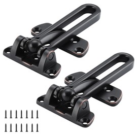 WellMade Swing Bar Door Lock Latch,Door Security Latch for Kids Safety and Home Security, Reinforcement Door Latch Guard Clasp（Oil Rubbed Bronze，2 Pack)