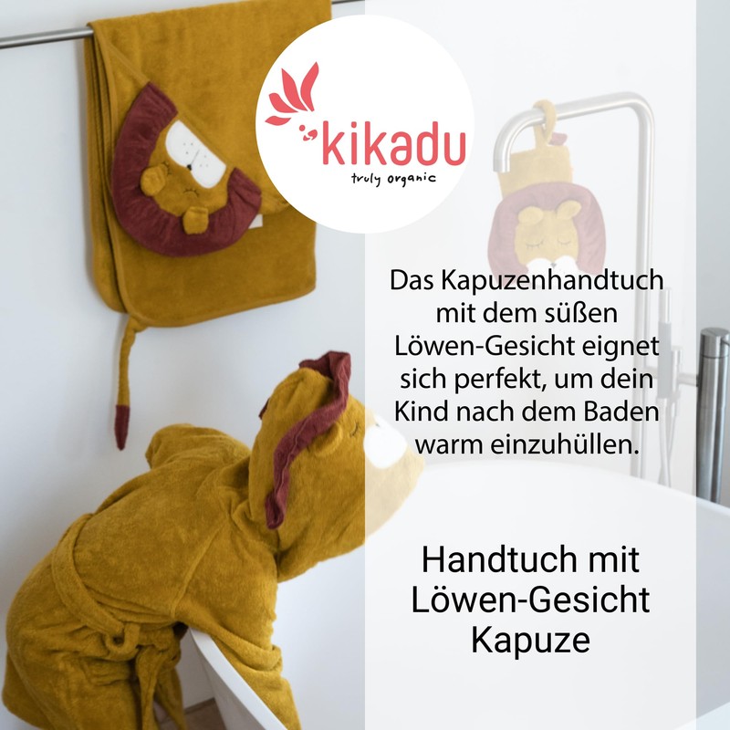 kikadu Kapuzenhandtuch Löwe - Kinderhandtuch mit Kapuze aus 100% GOTS-zertifizierter