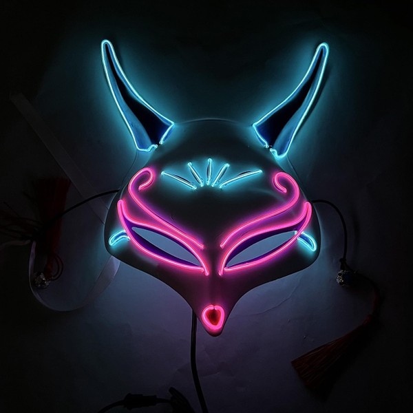 Halloween Glow Mask with LED Lights & EL Wire -