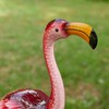 Glitzhome Metal Standing Flamingo Garden Statue with Stakes Outdoor Decorative