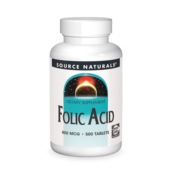 Source Naturals Folic Acid 800 mcg Dietary Supplement - 500 Tablets