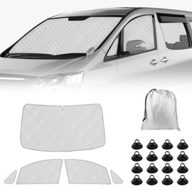 Window Sunshade Compatible with Toyota Alphard 2002-2008, 3 PCS Front Screen Cover Protection Set, Silver Windshield Sunshade, Heat Insulation, Sun Protection, Waterproof, Foldable
