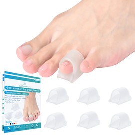 Byehambuni Pinky Toe Straighteners, 6 Pack Hammer Toe Corrector for Women, Gel Hammer Toe Straighteners for Curled, Crooked, Bent, Claw, Hammertoes for Women and Men, Small Size (Clear)