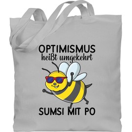 Shirtracer - Statement with saying - Optimism means Reverse, Sumsi mit Po - Black - Cotton Cloth Bag Jute Bag Long Handle, 1 Light Grey, Einheitsgröße