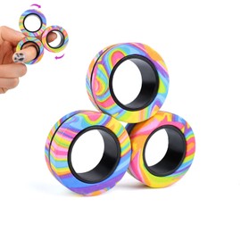 Cevioce 3Pcs Magnetic Rings Set, Idea ADHD Anxiety Decompression Magnetic Rings Fidget Toys Adult Fidget Spinner Rings for Anxiety Relief Therapy, Finger Fidget Toys Great Gift for Adults Teens Kids