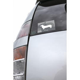 Corgi Dog Sticker Premium Silhouette Gray M Size MK-2