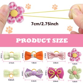 Petbuy 20 Pcs Multicolor Small Dog Bows Cute Puppy Dog Hair with Rubber Bands Bulk Pet Bowknot Hair Bows Grooming Flower Ball Bowknot Top Knot for Holiday Daily Yorkie