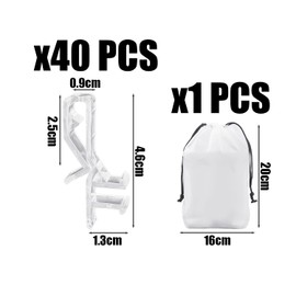 TYFGRT Pack of 40 Curtain Panel Clips and 1 x Storage Bag, Plastic Blind Clips, Transparent Blind Clips, Curtain Accessories